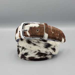 Ceinture en cuir de vachette noir massif vintage rivetée avec boucle ardillon en alliage argenté, style décontracté, cuir véritable, largeur 3,5 cm, 120 cm - Product Image 1