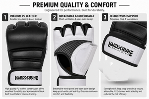 Guantes de MMA de Medio Dedo con Logotipo Personalizado de Alta Calidad, de Cuero Transpirable, Resistentes al Viento, con Correa de Muñeca Ajustable, Unisex, para Entrenamiento de Boxeo - Product Image 3