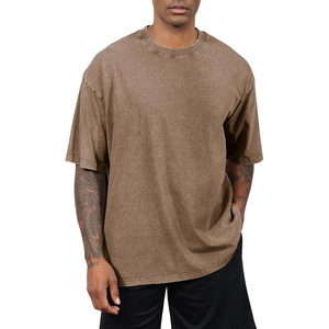 เสื้อยืดวินเทจทรงโอเวอร์ไซส์สำหรับผู้ชาย สไตล์เรโทร สตรีทแวร์ ผ้าฝ้ายหนานุ่ม ย้อมสีแบบ Garment Dyed เป็นมิตรต่อสิ่งแวดล้อม ระบายอากาศได้ดี - Product Image 1