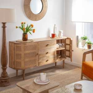 Aparador Vandana Stellar Terra de madera de mango y caña - Product Image 3