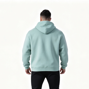 OEM Custom Logo Embroidered Puff Printing <b>Plain</b> 480GSM 70% Cotton 30% Polyester Fleece Lined Oversized Boxy Cropped <b>Men</b> <b>Hoodie</b> - Product Image 5