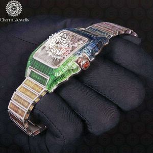 Charm Jewels Luxury Women's Stainless Steel <b>Watch</b> Rectangle Case Analog Quartz Sapphire Crystal Folding Clasp 20mm Band - Product Image 2