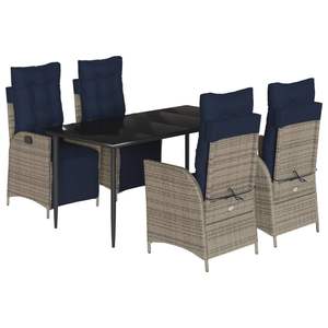 Ensemble de salle à manger de jardin en rotin PE gris 5 pièces, table et chaises d'extérieur élégantes et durables - Product Image 2