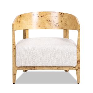 Fauteuil d'appoint en bois de burl de 26,5 po, blanc coquillage, en chenille, pour salon, Madrid - Product Image 6