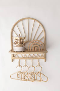 <b>Rustic</b> Sunburst Rattan wall-mounted <b>shelf</b> Long Woven Bamboo Floating Rack Baby Nursery Room Decorative Towel Coat Hanger Hook - Product Image 5