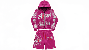 Conjunto de Sudadera con Capucha y Pantalones Cortos Verdes para Hombre, Estilo Urbano, con Estampado del Logotipo '24', de Forro Polar, Invernal, Casual, Transpirable, de Alta Calidad, para Exteriores - Product Image 2