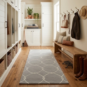 Premium Custom <b>Kitchen</b> <b>Runner</b> <b>Rug</b> Grey Trellis Pattern Hand Tufted Luxury Long Carpet Direct Manufacturer Supply - Product Image 4