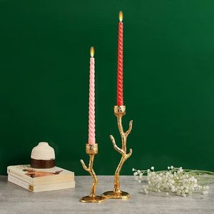 Creative Gold Antler Taper Candle <b>Stand</b> Minimalist Brass <b>Tree</b> Branch Candle Holder for Festive & Holiday Table Setting - Product Image 1