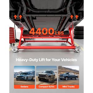 Sollevatore Auto Portatile in Acciaio Rinforzato, Capacità 2000 kg, Altezza Massima 58 cm, Ruote Regolabili, Sollevamento Manuale Rapido - Product Image 5