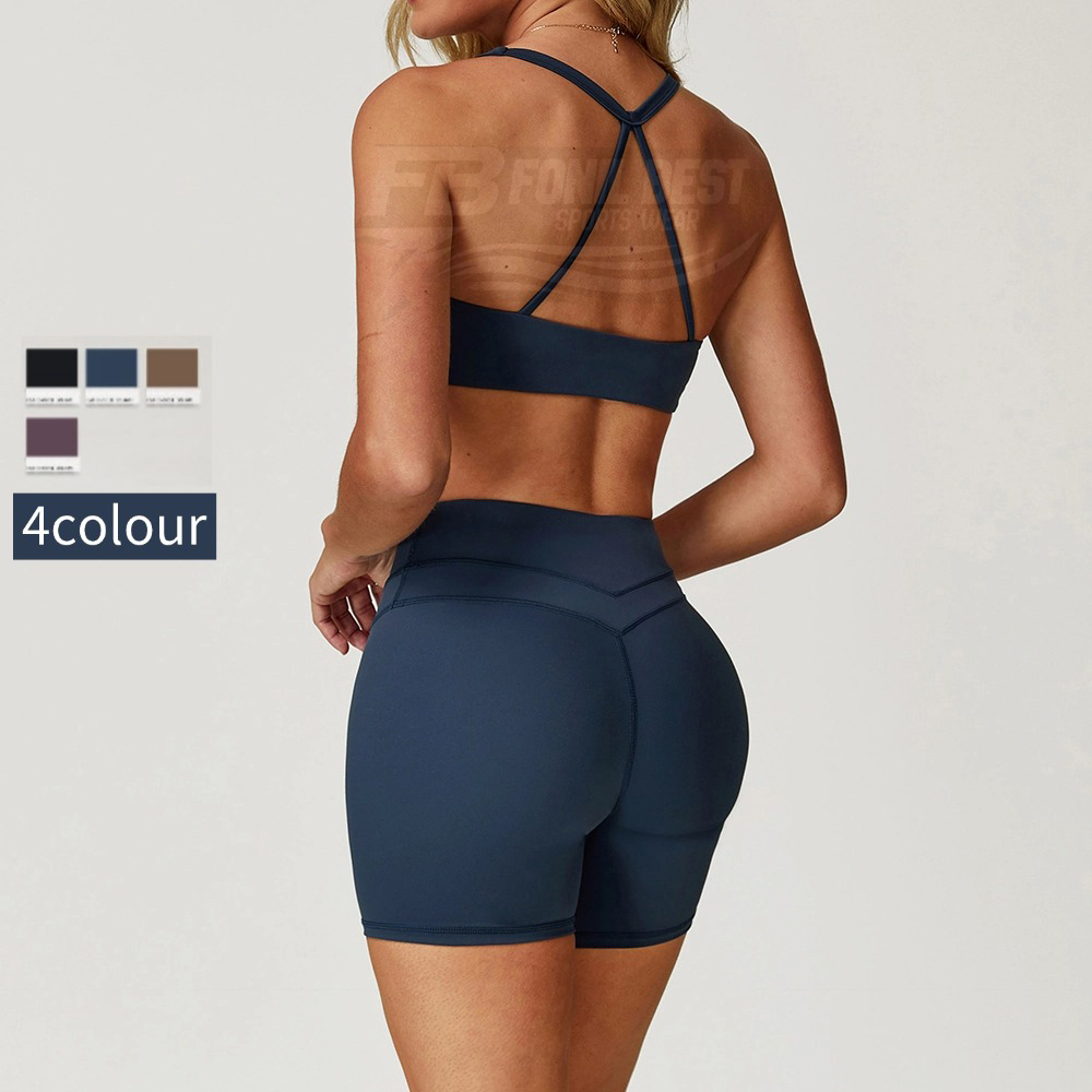 Breathable Drawstring Fitness Wear 2 Piece Yoga Sets Mid Waist Reversible Solid for Women High Quality Digital Print Sleeveless
