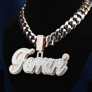 Iced Out 18K Gold Plated Moissanite Letter Name <b>Pendant</b> Men's Hip Hop Bling Necklace Custom <b>Initial</b> Letter <b>Pendant</b> For Men's - Product Image 1