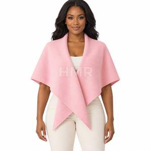 HMR Sorority Sisterhood Pink Wool Blend Poncho Shawl With Shawl Collar Elegant Winter Warm <b>Cape</b> Solid Color - Product Image 1
