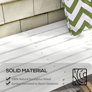 Panca da Giardino in Legno Bianco con Seduta Curva e Doghe per Portico e Patio - Product Image 4