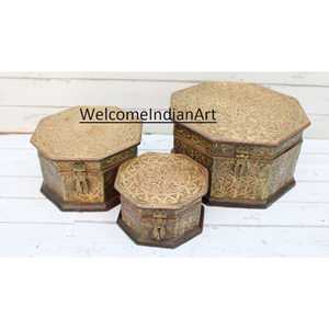 Handmade Wood and Brass <b>Decorative</b> <b>Storage</b> <b>Boxes</b> Model 1 - Product Image 3