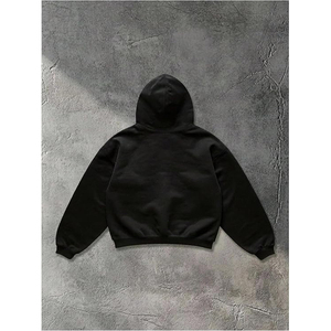 Sudadera con Capucha Oversize Negra Personalizada con Cristales Dispersos y Pedrería, Estilo Urbano, Venta al por Mayor - Product Image 2