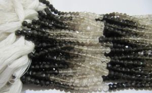 Perles de quartz fumé naturel facettées en forme de rondelle, 4-5 mm, brin de 13 pouces de long - Product Image 3