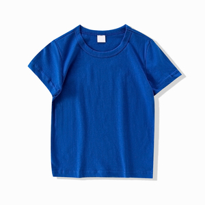 เสื้อยืดเด็กแขนสั้นผ้าฝ้ายสีพื้นน้ำหนัก 180 กรัม สำหรับฤดูร้อน ผลิตในจีน บังกลาเทศ ราคาโรงงาน รับผลิตแบบ OEM ปักโลโก้ตามสั่ง - Product Image 5