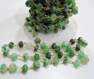 Cadena de Rosario de Perlas de Crisoprasa Natural Facetadas en Forma de Rondelle, Tamaño 6-7mm - Product Image 4