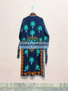 Elegant Velvet Embroidered Coat Women <b>Mandarin</b> <b>Collar</b> Full Sleeve Floral Print Long Winter <b>Jacket</b> Hand Embroidery - Product Image 5