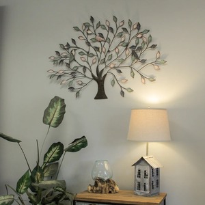 Décoration murale moderne en métal, feuillage doré et vert - Product Image 4