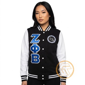 Chaqueta Universitaria Personalizada Zeta Phi Beta, Ropa de Sororidad, Alta Calidad, Transpirable, de Algodón y Felpa, con Escudo Bordado, para Otoño - Product Image 1