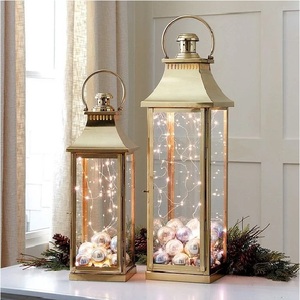 Elegant Metal Glass <b>Lantern</b> With Clear Glass Panels For Home Balcony Wedding Decoration Metal <b>Lantern</b> - Product Image 3