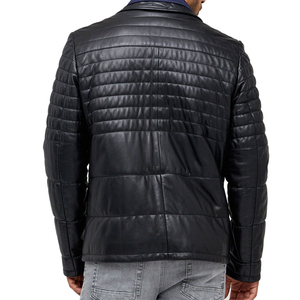 URBANGAZER Men's 100% Polyester Leather Jacket Stand Collar <b>Covered</b> <b>Button</b> Patchwork Design Windproof Breathable High Street - Product Image 5