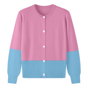 เสื้อสเวตเตอร์ถักสไตล์กรีกคุณภาพสูงสำหรับผู้หญิง สีชมพูและสีเขียว แขนยาว สไตล์ลำลอง เหมาะสำหรับกลุ่มเพื่อนร่วมงาน - Product Image 2