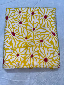 ผ้าฝ้ายพิมพ์ลายดอกไม้แบบแฮนด์บล็อก ผ้าฝ้ายพิมพ์ลายพฤกษศาสตร์แบบทำมือจากอินเดีย ลายพิมพ์แบบชาวชาวปุรี - Product Image 3