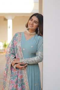 New Designer Indian and Pakistani Style Faux Georgette Material Heavy Embroidery Zari Sequence Work Anarkali Ethanic Gowns - Product Image 2