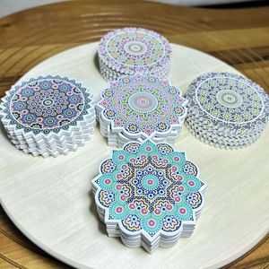 Indian Cute Coffee Sublimation Flower Shape Wood Cork coaster for Drink Heat Insulation Cup Coasters Kitchen Supplies Placemat - Product Image 2