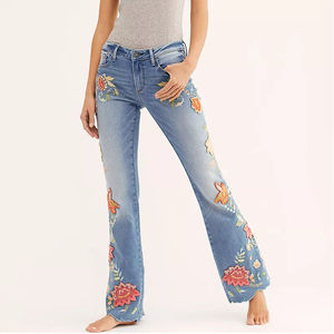 HAMIO SPORTS Jeans de mezclilla de cintura alta para mujer, impermeables, de pierna ancha, con efecto levanta glúteos, mezcla de poliéster/algodón, casuales de invierno, de longitud completa - Product Image 1