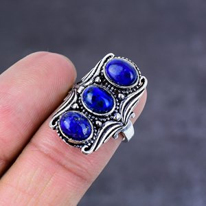 Vintage Handmade Alloy Gemstone <b>Ring</b> with 925 Silver Plating Customized Size - Product Image 2