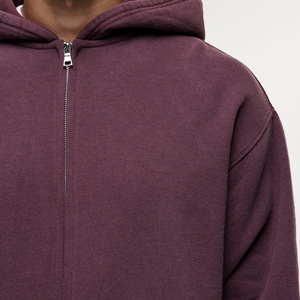 Ensemble sweat à capuche bordeaux pour homme avec logo flamme imprimé, tenue décontractée d'automne, 100 % coton French Terry, sweat à fermeture éclair et joggers - Product Image 3