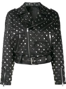 Chaqueta de Motociclista de Cuero Vacuno para Hombre, Talla Grande, con Remaches en Forma de Corazón, Cuello Camisero, Cierre de Cremallera, Estilo Otoñal, Corta - Product Image 4