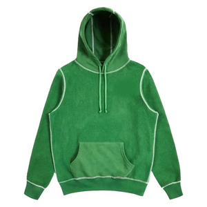 Loose Fit Contrast Stitch Hoodie 100% Cotton acid wash Hoodie for <b>Men</b> Custom Logo <b>Plain</b> Solid Feature Pullover Style <b>Hoodies</b> - Product Image 3