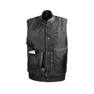 Gilet de motard en cuir grande taille pour homme, col rabattu, fermeture éclair, couleur unie, respirant, pour l'hiver, coupe classique - Product Image 5
