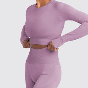 Ropa Deportiva para Mujer al por Mayor, Conjunto de Yoga de 2 Piezas sin Costuras de Alta Elasticidad con Leggings y Sujetador Deportivo - Product Image 1