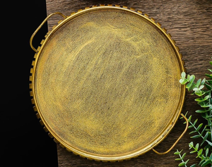 New Single-Tier Round Gold serving <b>Tray</b> Luxury Metal Gold Standing <b>Perfume</b> Jewelry Spices Food Kitchen Hotel and Living Room Use - Product Image 3