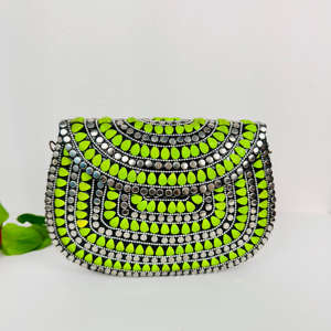 Sac à main de soirée élégant pour femme Vintage Sculpture polie sac à bandoulière néon vert métal mosaïque pochette moderne Style Antique - Product Image 5