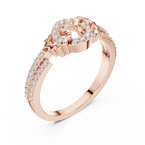 Ensemble de bagues INTERLOCK LAB GROWN en or rose massif 18 carats plaqué rhodium, style minimaliste, pour fiançailles, fêtes, mariages, cadeau glamour, usage quotidien, pour femmes - Product Image 2