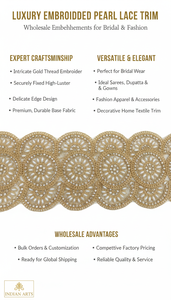 Tissu en dentelle de soie laiteuse de luxe, brodé de perles fixes et de dentelle, richement perlé, pour robe de mariée et tenue de soirée haut de gamme - Product Image 5