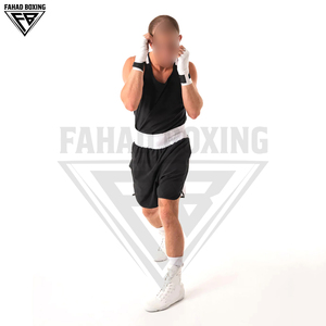 Ensemble de boxe noir et blanc, short et débardeur, entraînement de combat, unisexe, adulte, vêtements de boxe et d'arts martiaux pour l'entraînement et la compétition - Product Image 2