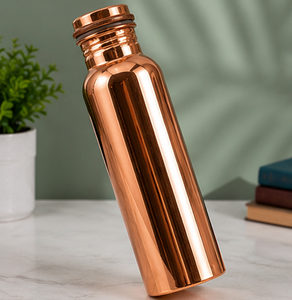 Bouteille d'eau en cuivre pur, qualité supérieure, surface lisse, gourde en cuivre, bienfaits ayurvédiques pour la santé, récipient en cuivre pour boissons - Product Image 4