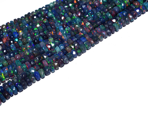 Cuentas Rondelle de ópalo etíope negro Natural 3-4MM ópalo negro fuego para la fabricación de joyas - Product Image 1