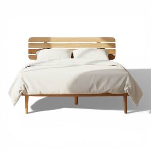 โครงเตียงไม้สักแท้สไตล์โมเดิร์น พร้อมหัวเตียงแบบระแนง สไตล์สแกนดิเนเวียนกลางศตวรรษ ขนาดควีนไซส์/คิงไซส์ เฟอร์นิเจอร์ห้องนอน - Product Image 6