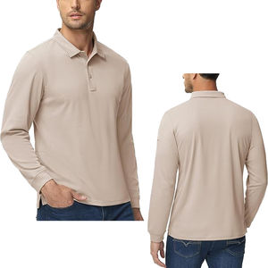 Chemise tactique pour homme de haute qualité à manches longues, 3 boutons, séchage rapide, performance, 100% polyester, chemise tactique unie, anti-rides - Product Image 2