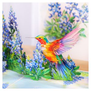 Carte pop-up 3D Colibris Floraux, Art de la découpe de papier origami, Cadeau de collection, Forme personnalisée, Impression offset, Origine Vietnam - Product Image 1