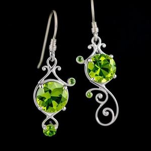 Pendientes colgantes de plata de ley 925 de lujo para mujer, joyería de piedras preciosas de peridoto - Product Image 2
