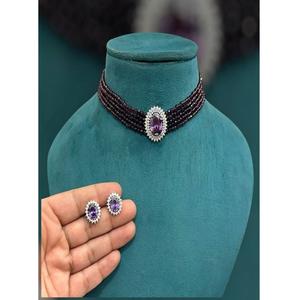 Elegante Juego de Gargantilla y Aretes de Alta Calidad, Plateado en Plata, con Circonitas Cúbicas y Perlas de Imitación, para Regalo de Boda, para Mujer - Product Image 1